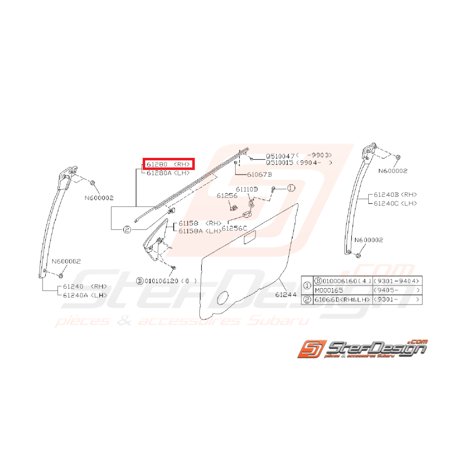 Léche vitre SUBARU IMPREZA GT 93/00 Léche vitre SUBARU IMPREZA GT 93/00