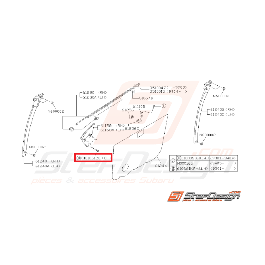 Vis de fixation de gousset rétroviseur GT 93-00 Vis de fixation de gousset rétroviseur GT 93-00