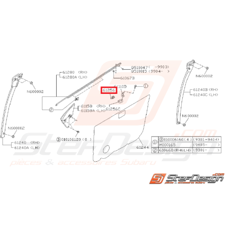 Patin de vitre SUBARU GT 93-00