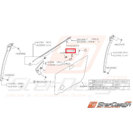 Support garniture de porte SUBARU GT 93-00