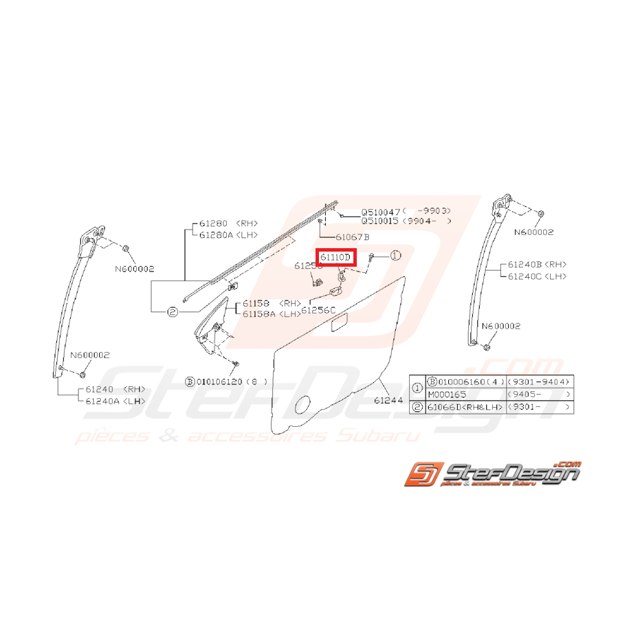 Support garniture de porte SUBARU GT 93-00 Support garniture de porte SUBARU GT 93-00