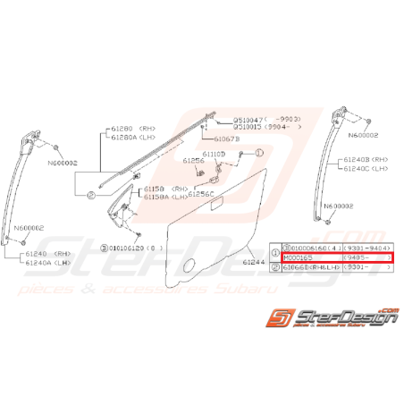 Vis fixation support lèche-vitre avant GT du 05/1994 à 2000