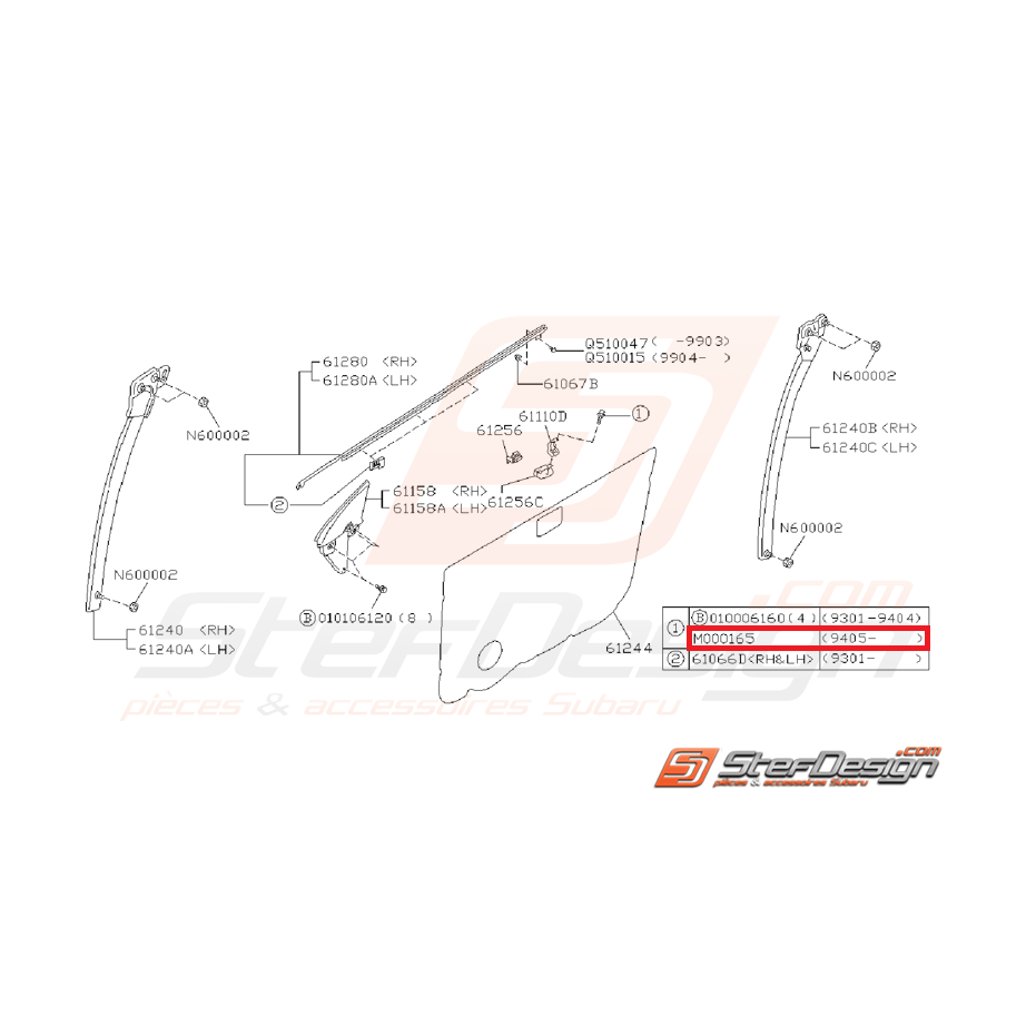 Vis fixation support lèche-vitre avant GT du 05/1994 à 2000 Vis fixation support lèche-vitre avant GT du 05/1994 à 2000