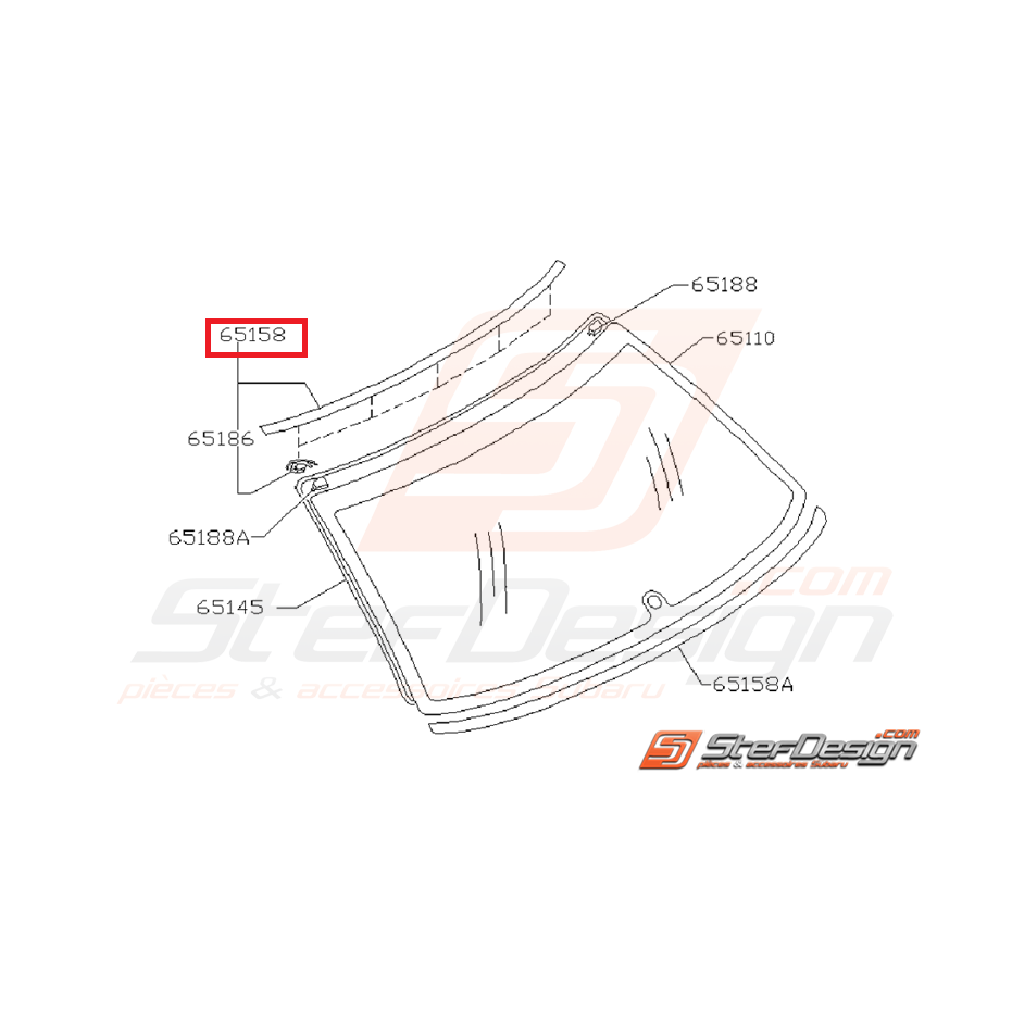 Moulure de pare brise arrière supérieur SUBARU GT 93-00 Moulure de pare brise arrière supérieur SUBARU GT 93-00