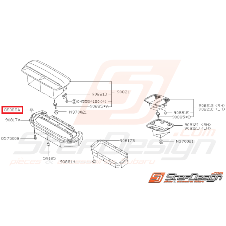 Support de fixation de prise d'air de capot SUBARU GT 94-96