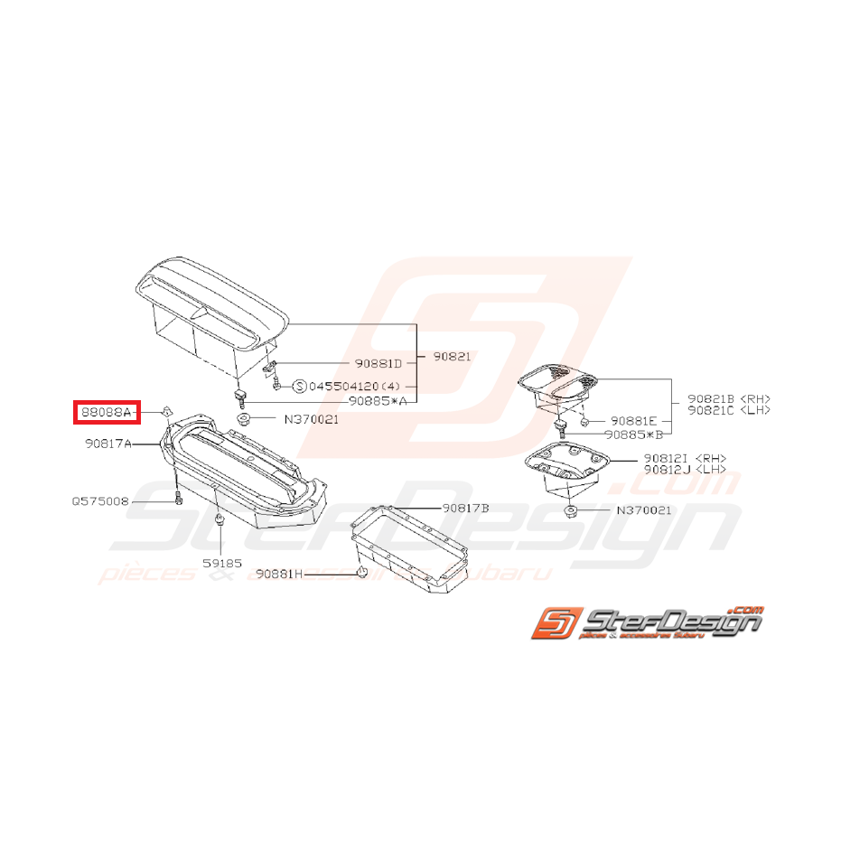 Support de fixation de prise d'air de capot SUBARU GT 94-96