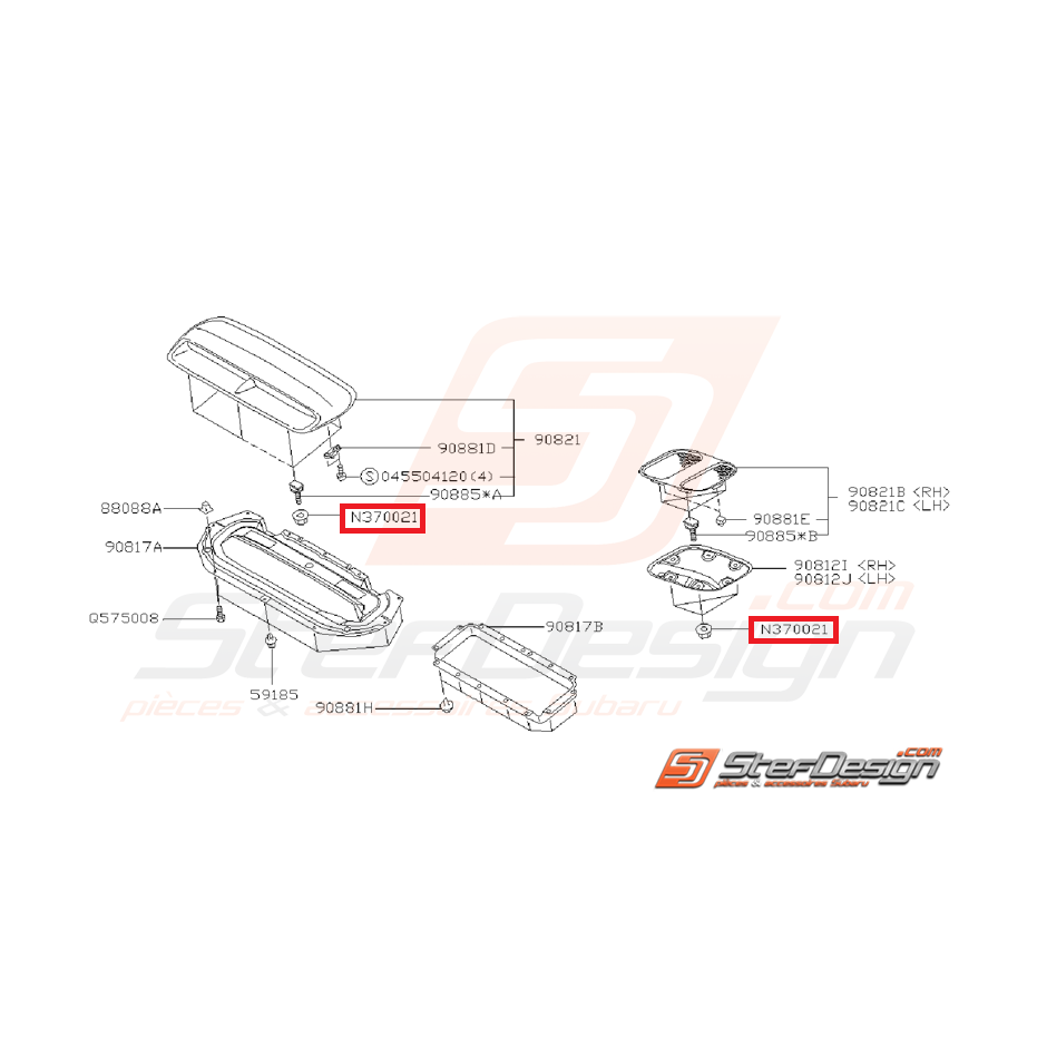 Ecrou à embase prise d'air capot IMPREZA GT 97-98 Ecrou à embase prise d'air capot IMPREZA GT 97-98