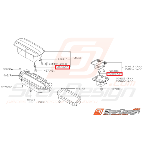 Boulon de fixation de prise d'air de capot SUBARU GT 97-00