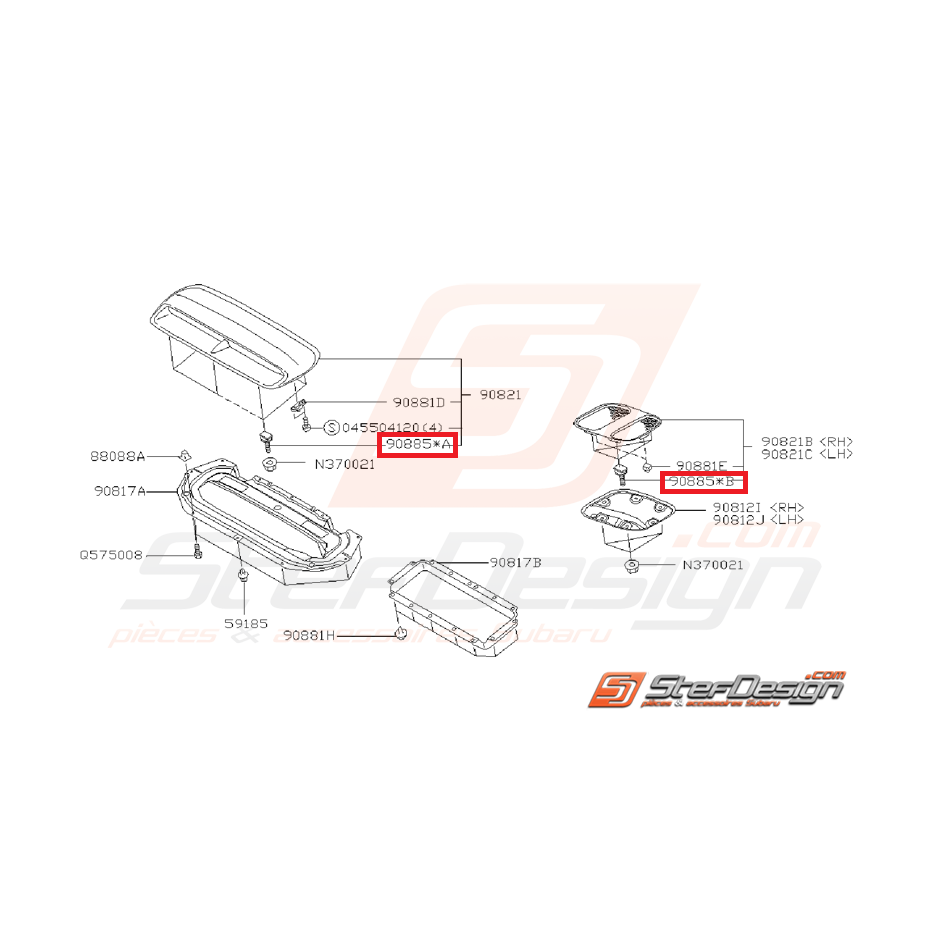 Boulon de fixation de prise d'air de capot SUBARU GT 97-00