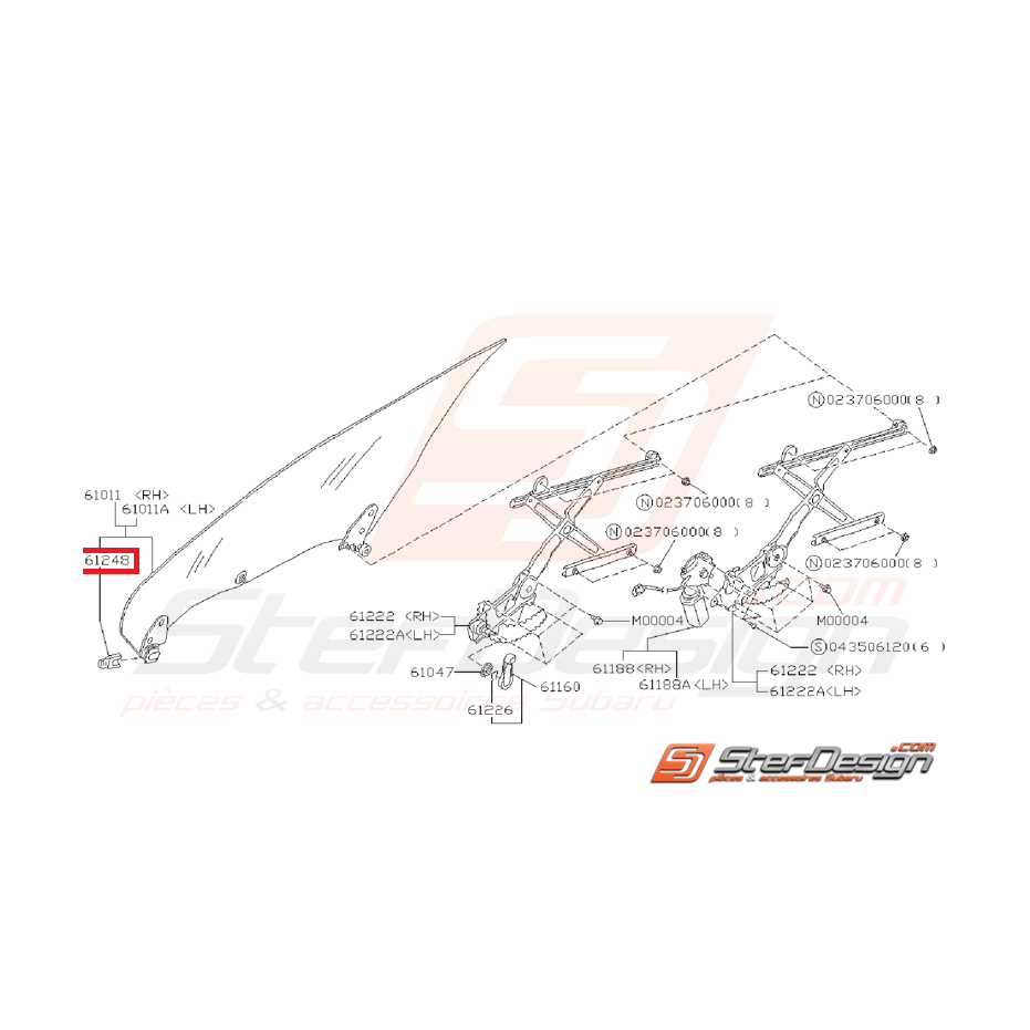 Glissière de vitre avant SUBARU GT 93-00