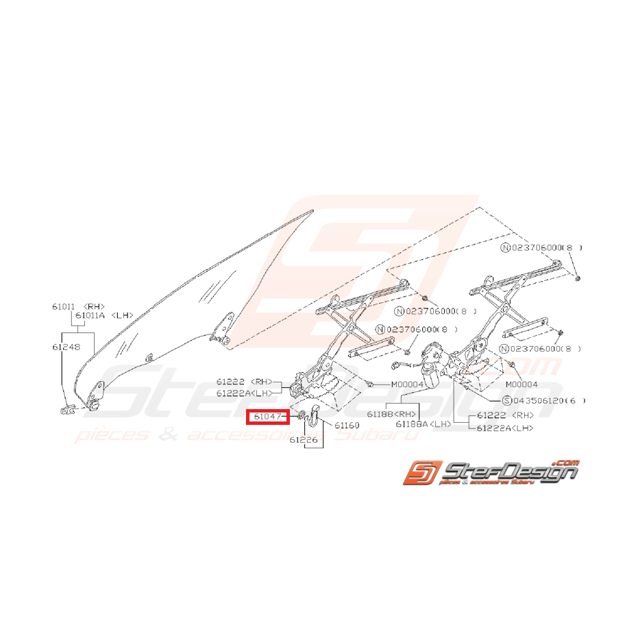 Rondelle plastique de poignée lèvre-vitre SUBARU GT 98-00
