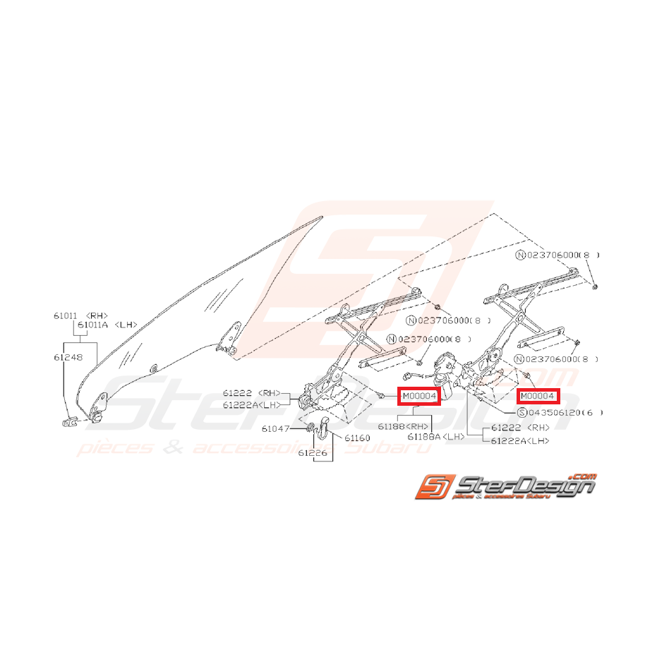 Vis de fixation de mécanisme lève-vitre SUBARU GT 93-00