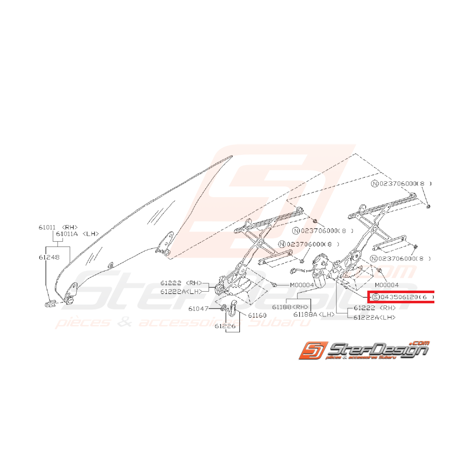 Vis de fixation de moteur lève vitre SUBARU GT 93-00 