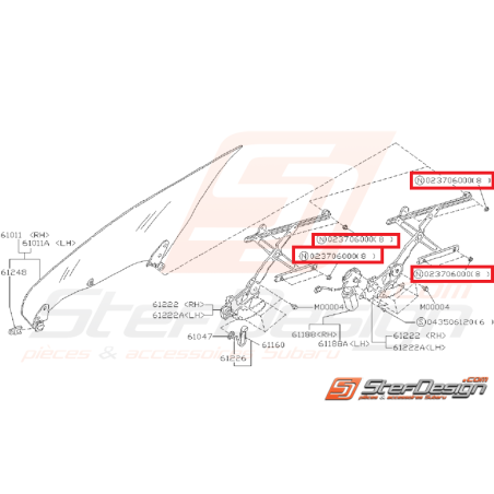 Écrou de fixation de mécanisme lève vitre SUBARU GT 93-00