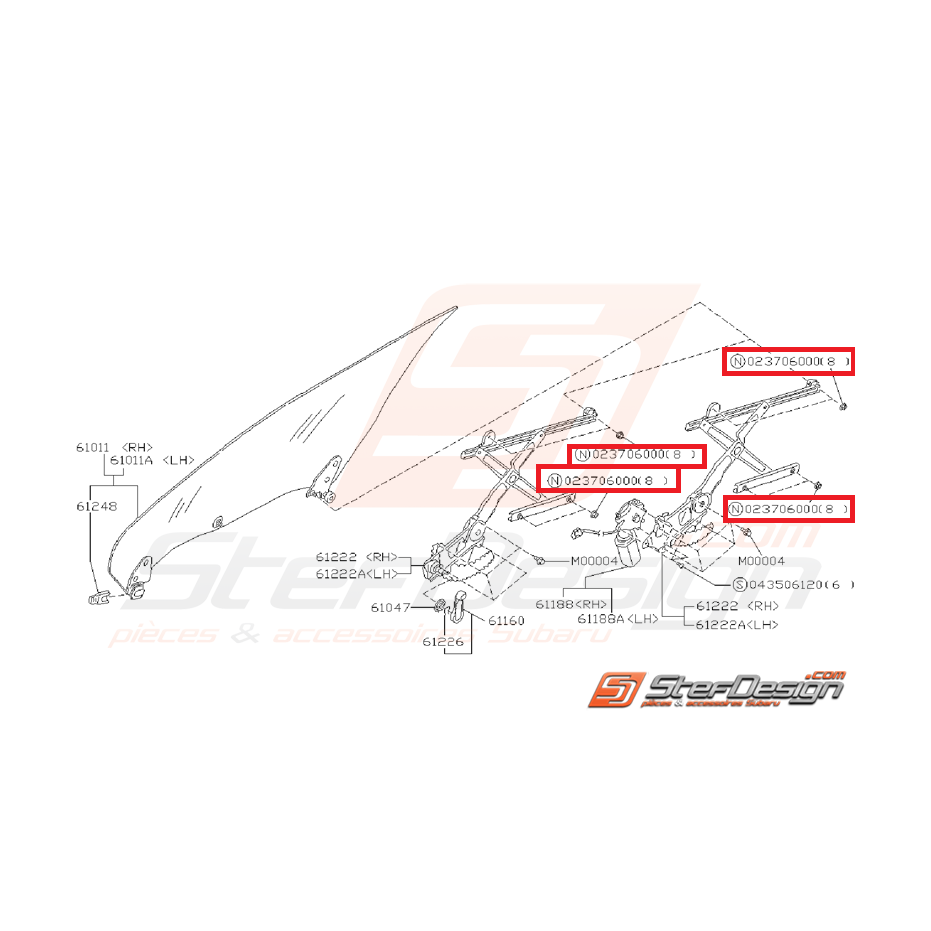 Écrou de fixation de mécanisme lève vitre SUBARU GT 93-00 Écrou de fixation de mécanisme lève vitre SUBARU GT 93-00