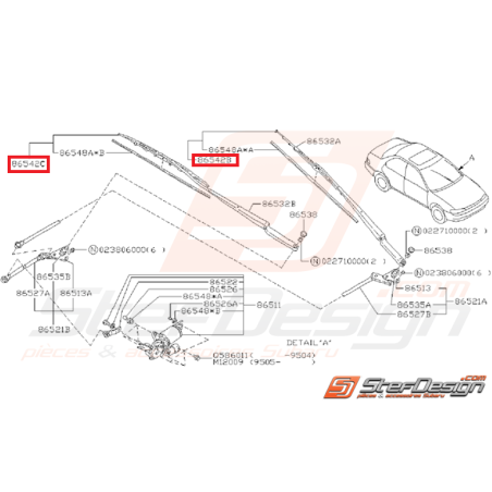 Balais d'essuie glace complet SUBARU GT 93-00