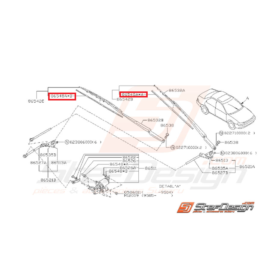 Balais d'essuie glace SUBARU GT 94-97