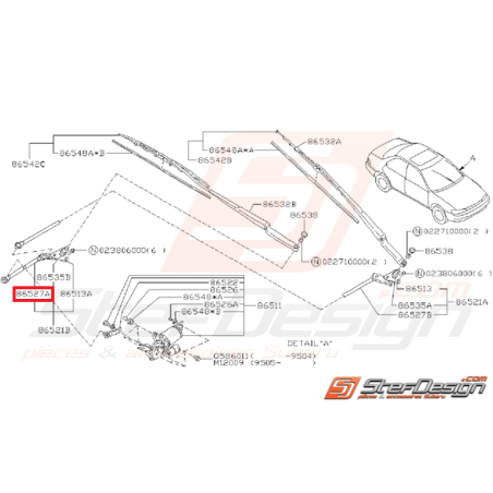 Tige de Tringlerie d'essuie glace côté droite SUBARU GT 1993 - 2000