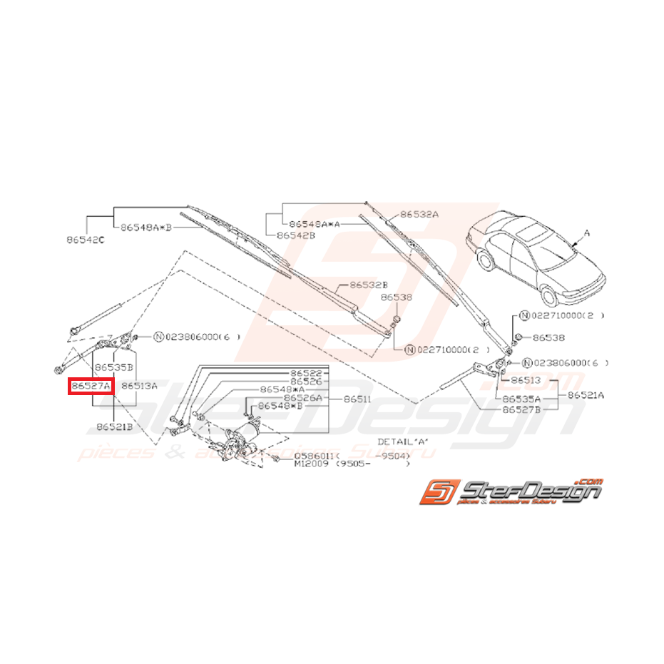 Tige de Tringlerie d'essuie glace côté droite SUBARU GT 1993 - 2000