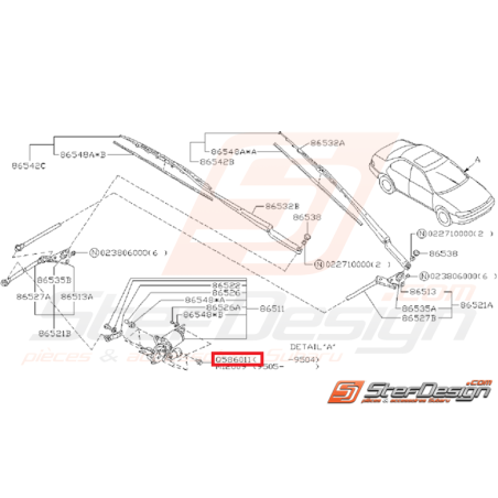 Vis de fixation de moteur d'essuie glace SUBARU GT de 1994 au 04/1995