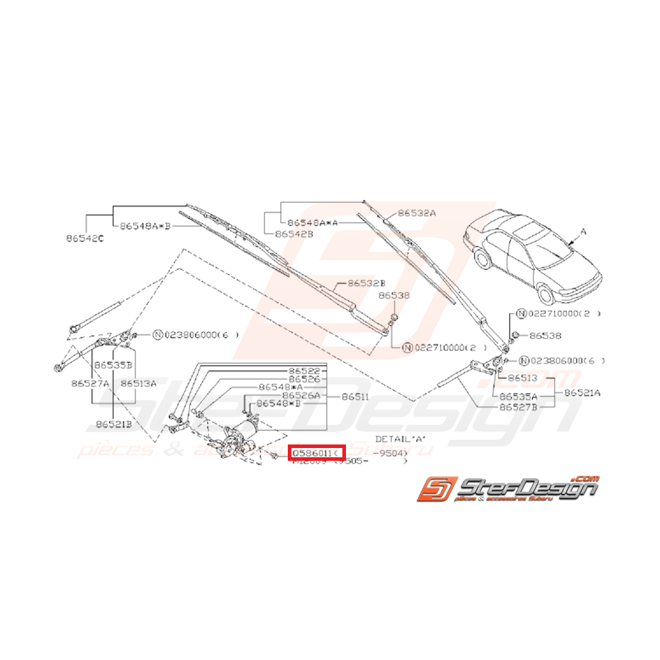 Vis de fixation de moteur d'essuie glace SUBARU GT de 1994 au 04/1995 Vis de fixation de moteur d'essuie glace SUBARU GT de 1994 au 04/1995