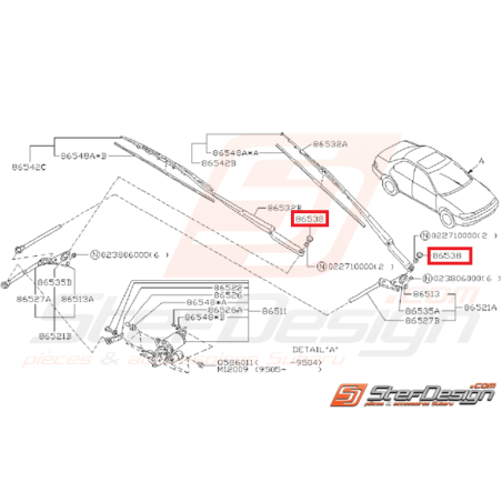 Bouchon balais d'essuie glace SUBARU GT 93-00 WRX/STI 01-07