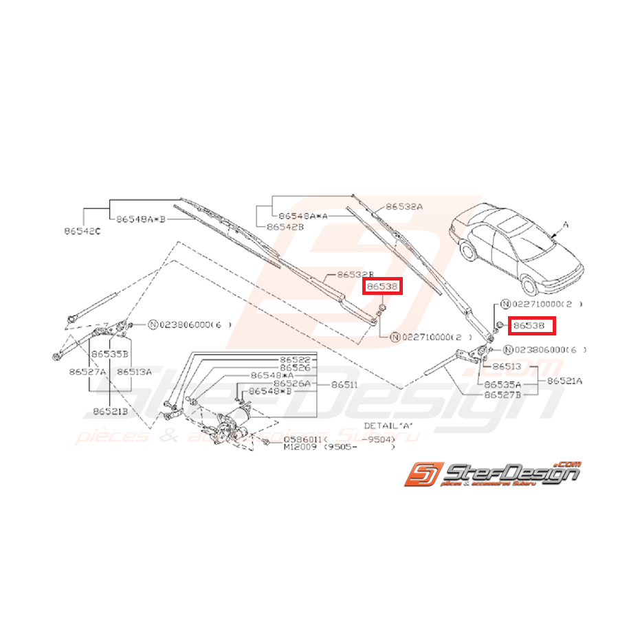 Bouchon balais d'essuie glace SUBARU GT 93-00 WRX/STI 01-07