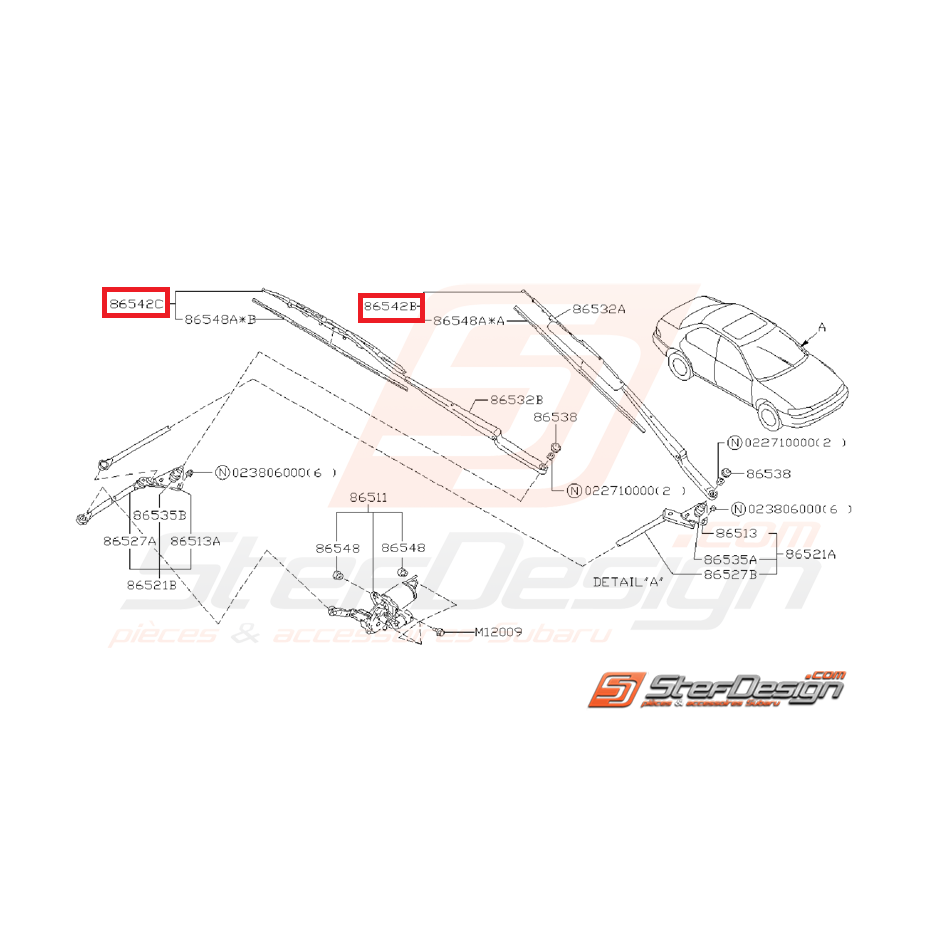 Balais d'essuie glace complet SUBARU GT 93-00