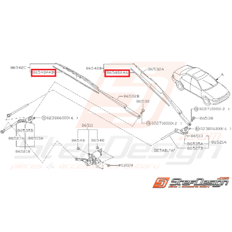 Balais d'essuie glace origine SUBARU GT 98-00