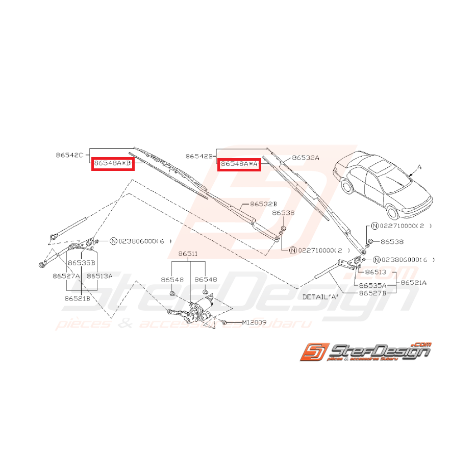 Balais d'essuie glace origine SUBARU GT 98-00