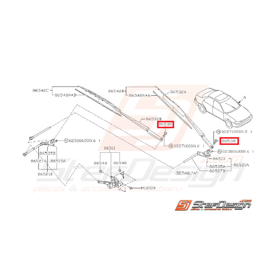Bouchon balais d'essuie glace SUBARU GT 93-00 WRX/STI 01-07