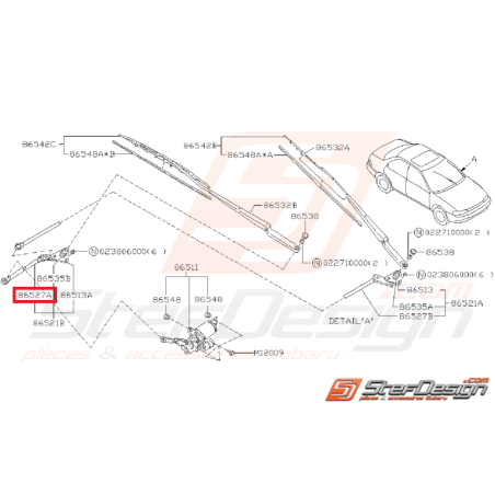 Tige de Tringlerie d'essuie glace côté droite SUBARU GT 1993 - 2000