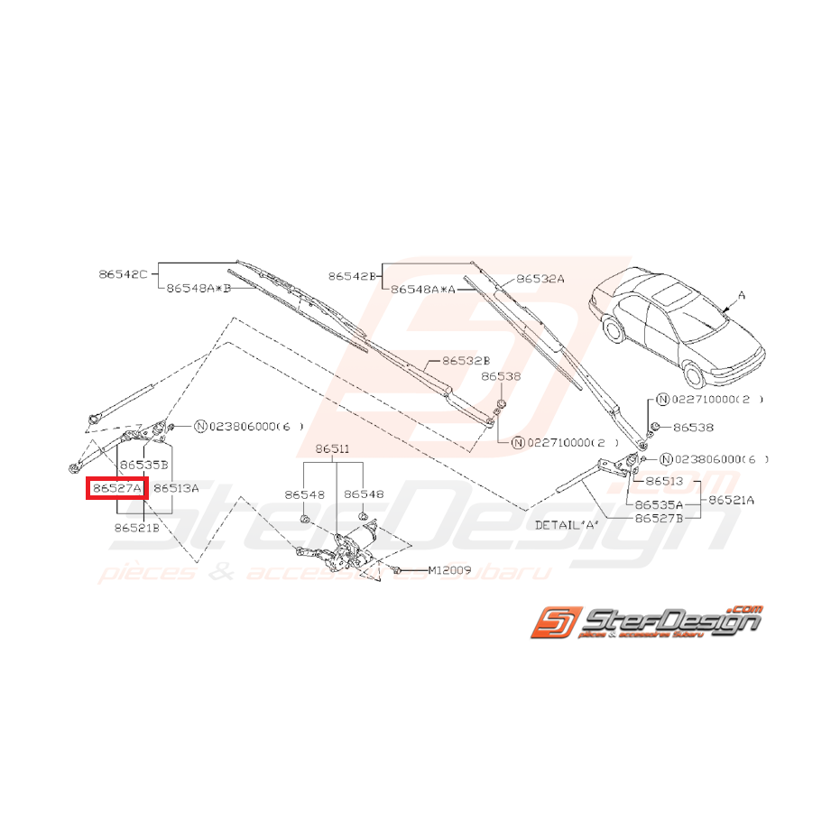 Tige de Tringlerie d'essuie glace côté droite SUBARU GT 1993 - 2000