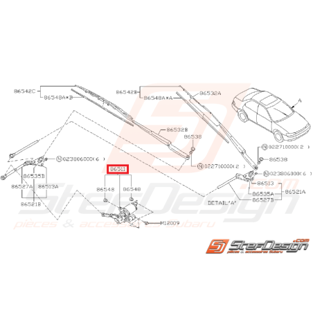 Moteur essuie-glace avant SUBARU  GT 98-00