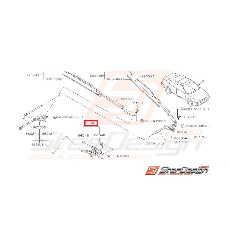 Moteur essuie-glace avant SUBARU  GT 98-00