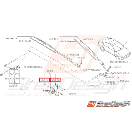 Écrou de fixation de moteur d'essuie glace SUBARU GT 98-00