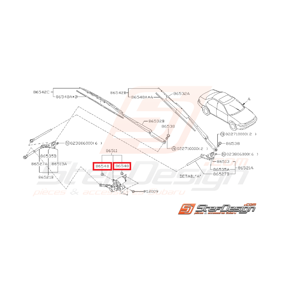 Écrou de fixation de moteur d'essuie glace SUBARU GT 98-00