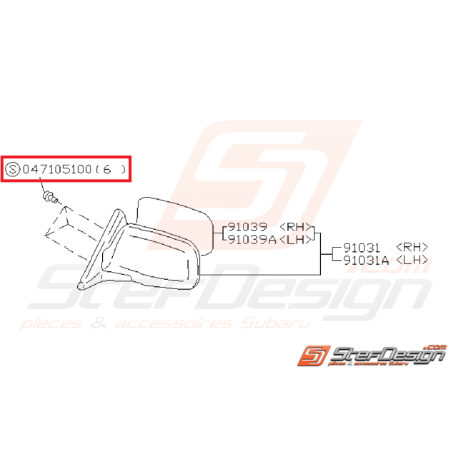 Vis de fixation de rétro subaru GT de 93-00