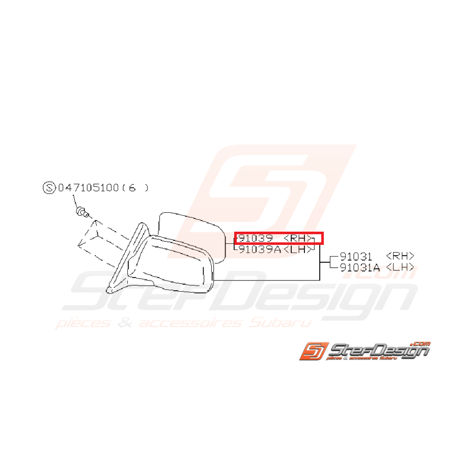 Vitre de rétroviseur subaru GT de 1998 à 2000 Vitre de rétroviseur subaru GT de 1998 à 2000
