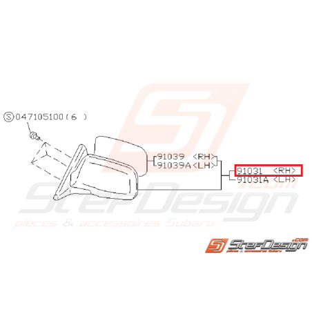 Rétroviseur origine SUBARU GT 98-00