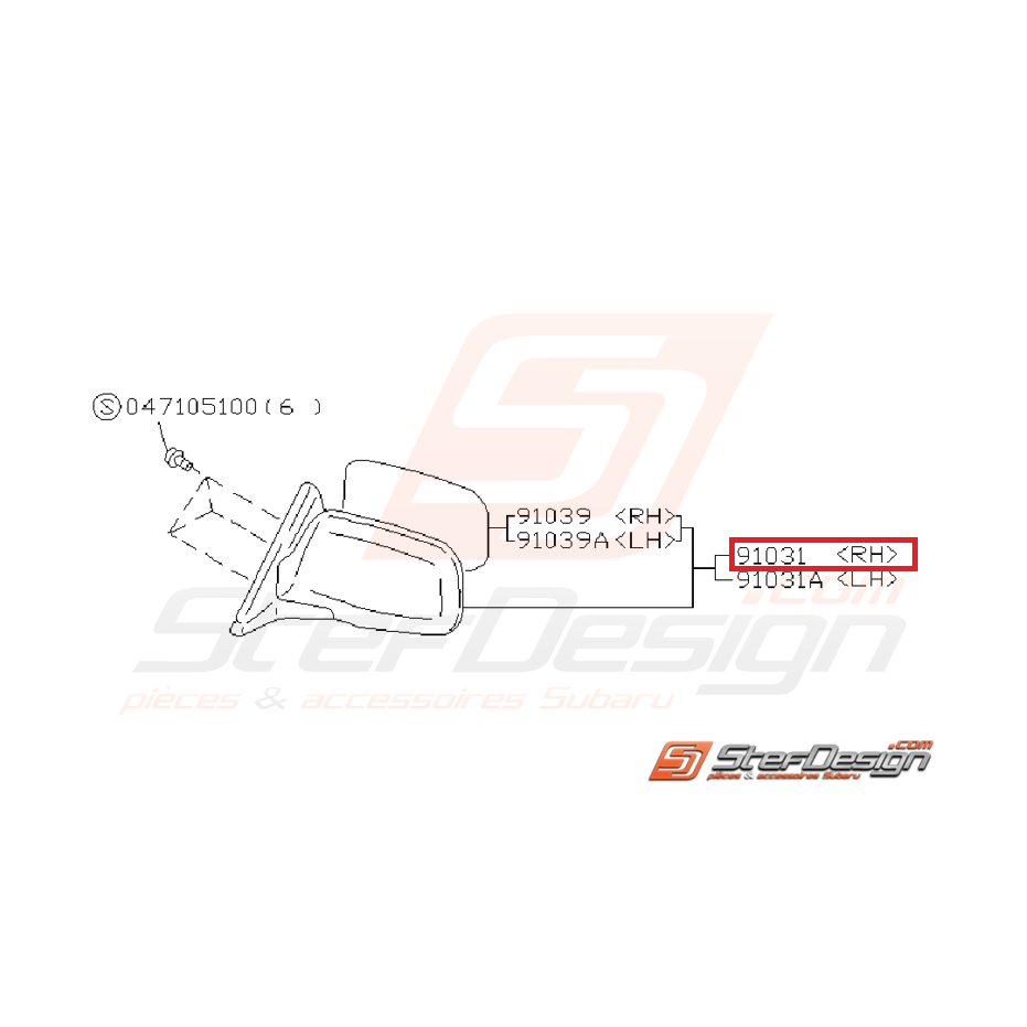 Rétroviseur origine SUBARU GT 98-00