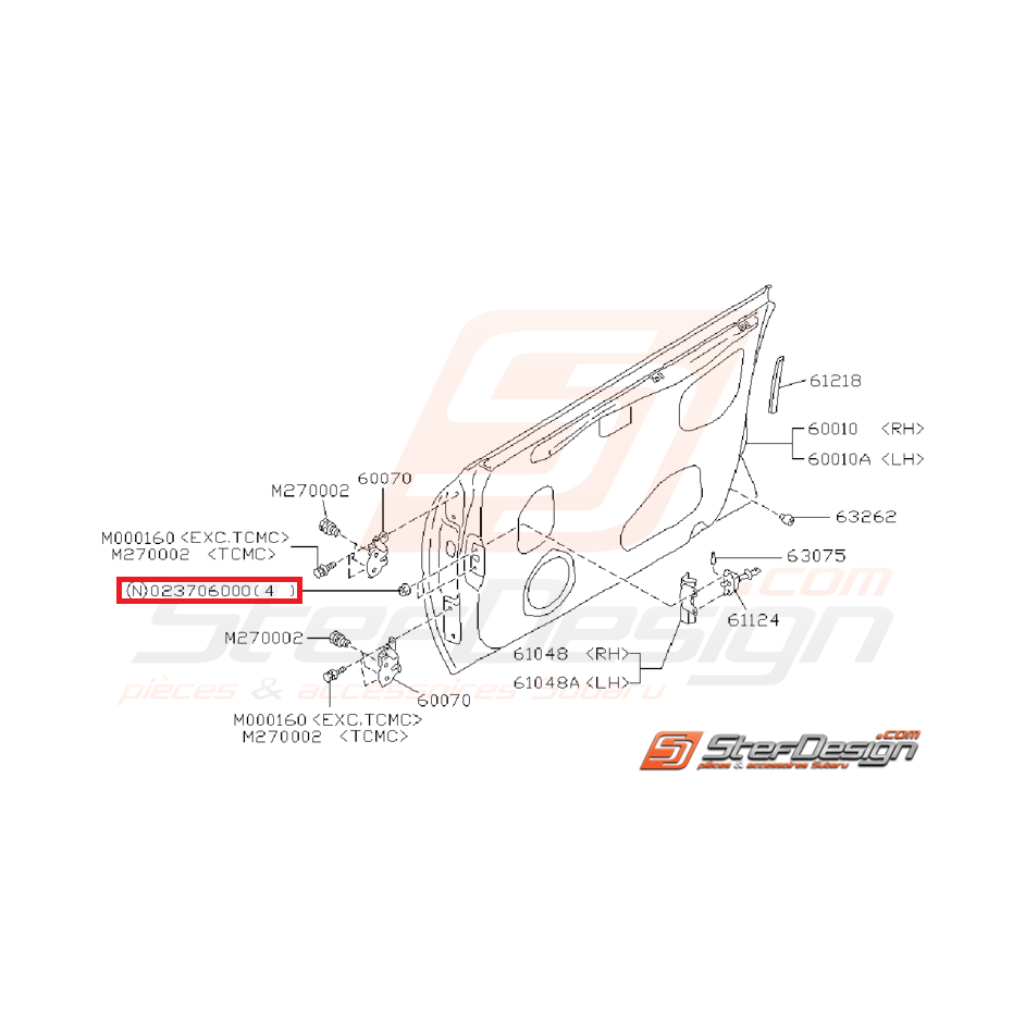 Écrou de fixation de mécanisme lève vitre SUBARU GT 93-00 Écrou de fixation de mécanisme lève vitre SUBARU GT 93-00