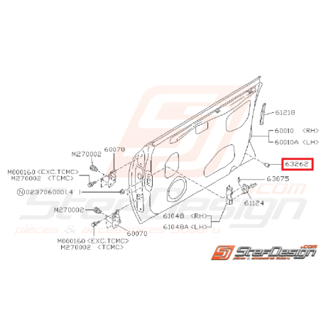 Butée de porte subaru SUBARU GT 93-00