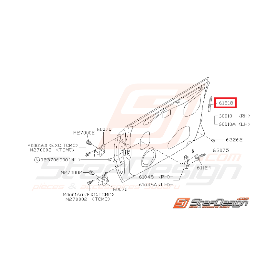 Protection de porte origine SUBARU GT 93-00 Protection de porte origine SUBARU GT 93-00