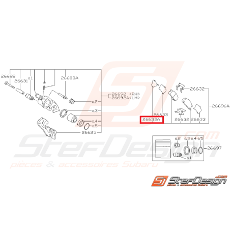 Entretoise de plaquette arrière SUBARU GT 93-98