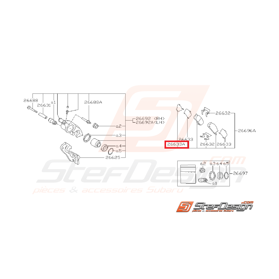 Entretoise de plaquette arrière SUBARU GT 93-98