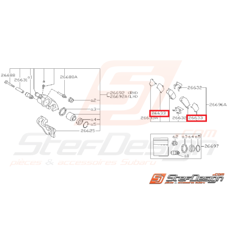 Entretoise de plaquette arrière SUBARU GT 93-98