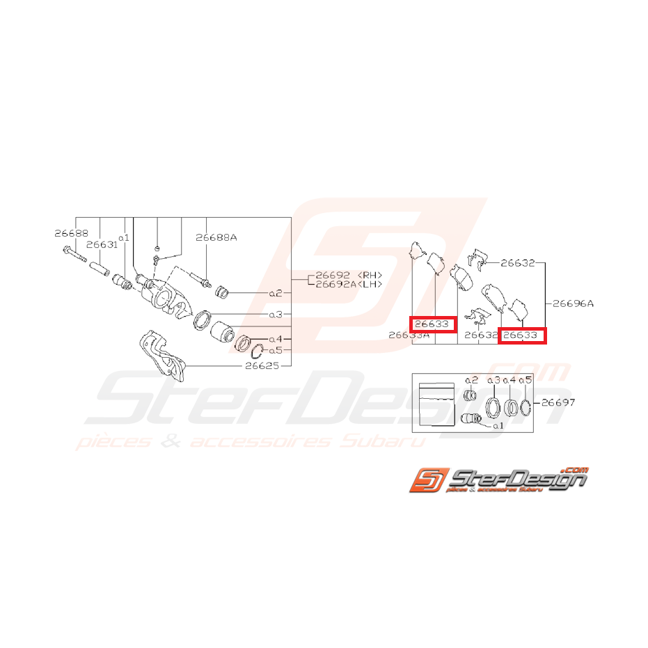 Entretoise de plaquette arrière SUBARU GT 93-98