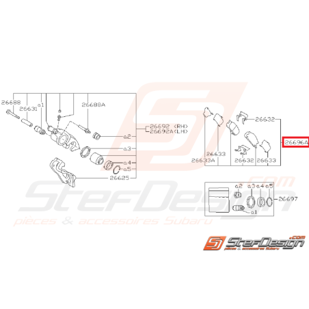 Kit plaquettes de frein et entretoise arrière origine subaru GT 93-98