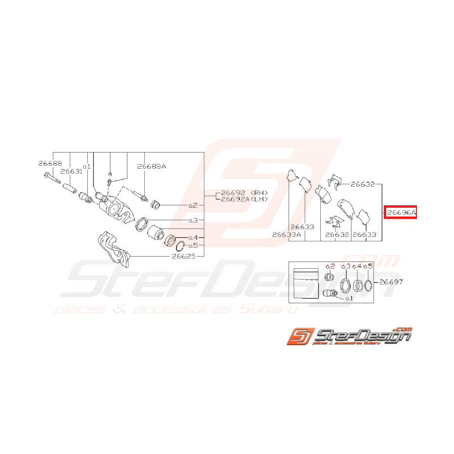 Kit plaquettes de frein et entretoise arrière origine subaru GT 93-98